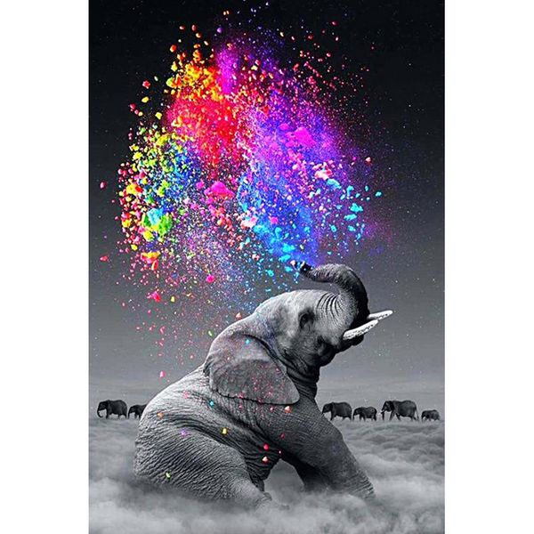 

elephant & colorful colors full drill diy mosaic needlework diamond painting embroidery cross stitch craft kit wall home hanging decor