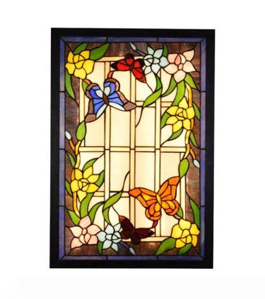 

mural lamp american pastoral creative tiffany stained glass living room dining room bedroom bar corridor wall led lamp tf013