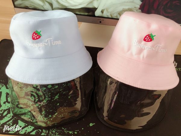 

whn4s korean little strawberry protection fisherman hat protection children fisherman hat protective embroidery anti-flying foam antianti-fl, Blue;gray