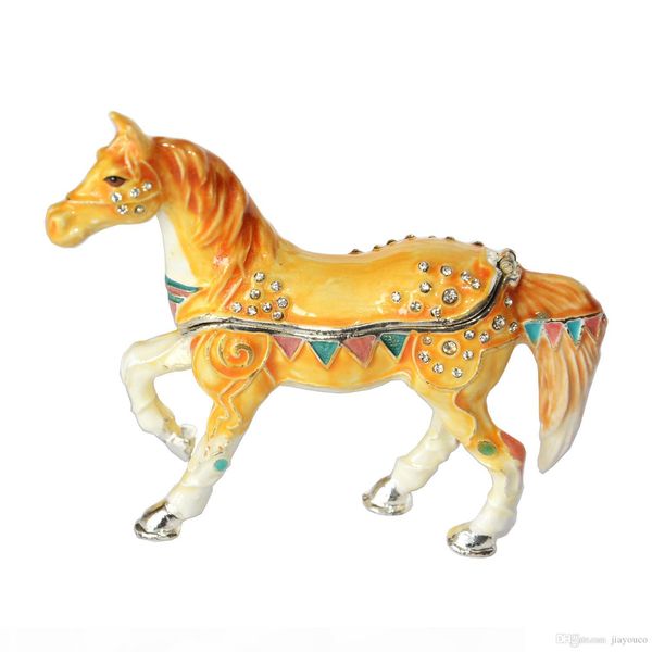 

yellow ornated horse crystal jewelry box trinket box collectible horse giftwares horse sculpture home decor birthday christmas gifts, Black;white