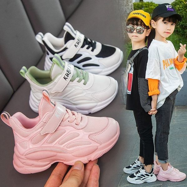 

boys' soft bottom sneakers autumn 2020 new girls sneakers children's ' shoes medium and large children's thick bottom da, Black