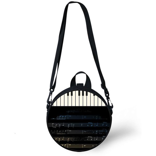 

women shoulder bag dj music notes print circle bags piano pattern beach holiday bag girl boys school crossbody purse