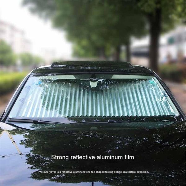 

car sun shade curtain uv protection automatic retractable car windshield sun visor summer windshield sunshade aluminum film