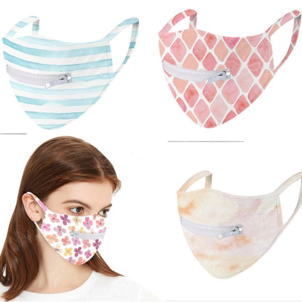 

zip beer bottle face mask washable quick dry cycling masks zip eat drink in public mouth cover fashion flower striped grid d71509