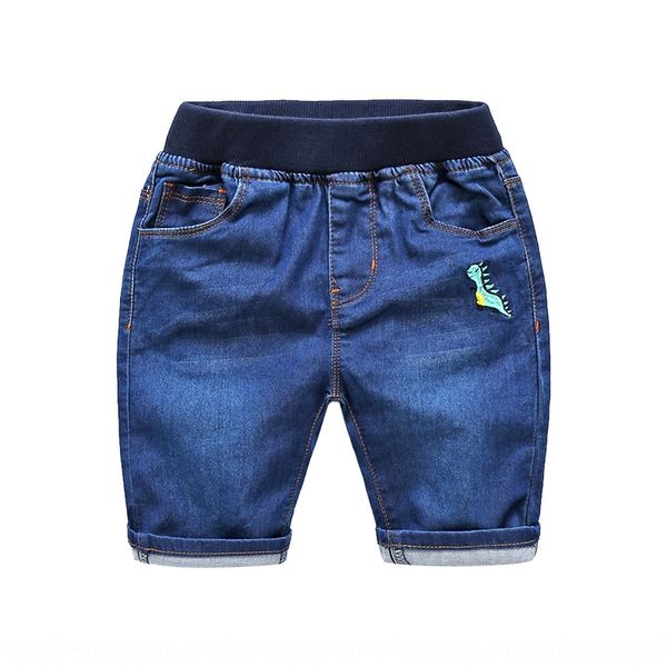 

wind children's clothing boys' summer new children's cotton dinosaur and embroidered jeans embroidered jeans, Blue