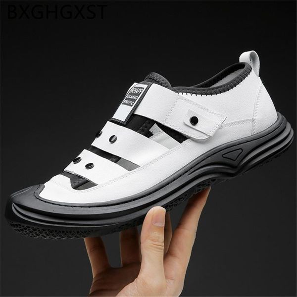 

italian leather sandals for men summer shoes luxury gladiator sandals for men casual shoes beach mens genuine leather, Black