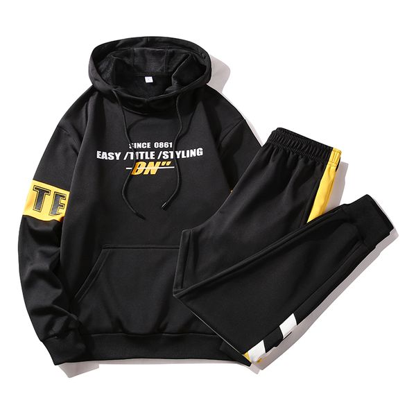 

fashion tracksuit set men 2020 new streetwear sweatsuits men 2 piece set hip hop hoodies sweatpants mens printed track suit, Gray