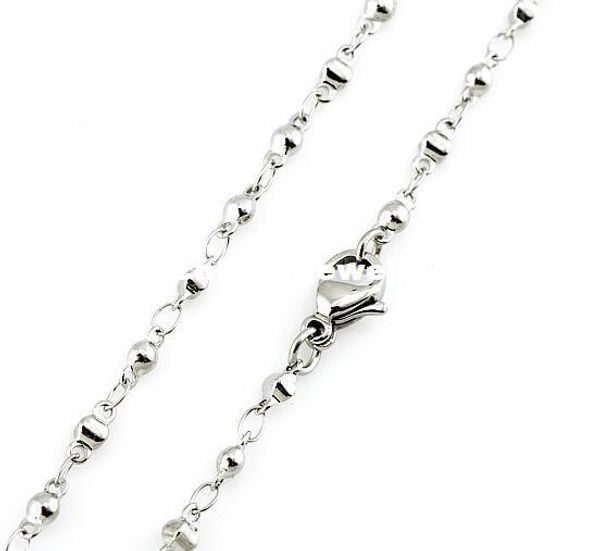 

3mm width 316l stainless steel men's women`s flat ball linked chain necklace (16"-22" inches, Silver