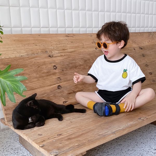 

4abqm 2020 summer new boys' short-sleeved shorts two-piece set baby's casual suit for small and medium-sized children clothing sho