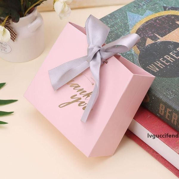 

5pcs thank you paper candy chocolate cake boxes package gift bag wedding party favors with ribbon 2 sizes h4gd