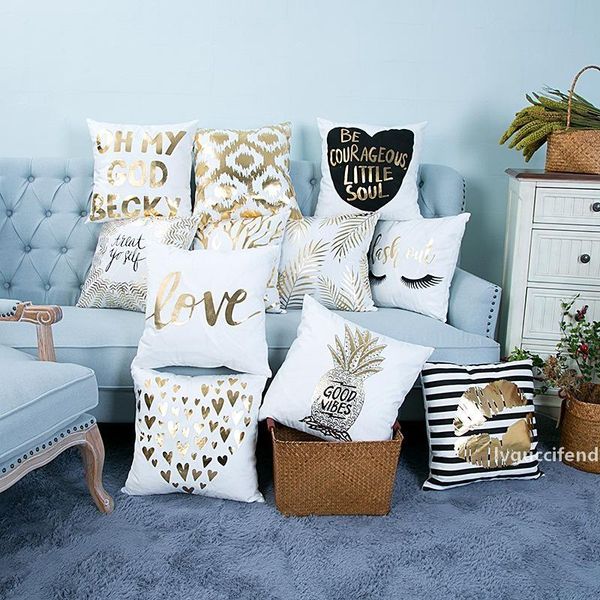 

45*45cm gilding pillowcase 11 patterns soft cushion cover home decoration sofa bed decor decorative pillow case