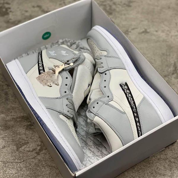 

with box 2020 officially revealed anniversary collaboration grey white french fashion style label kim jones sneaker shoe size36-46, Black