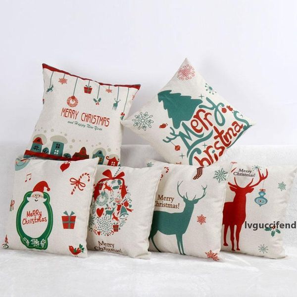 

pillow case santa claus pillow cover cotton linen pillowcase home sofa car decor cushion 45*45cm in stock wx-p07