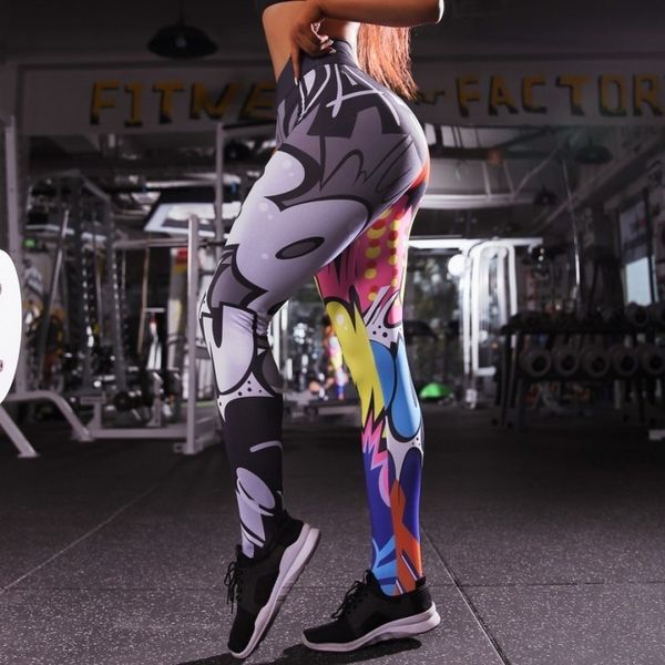 

women legings cartoon printed leggins high stretch girls legging high punk rock leggin fashion pants evening clubwear 2020 sweatpants, Black