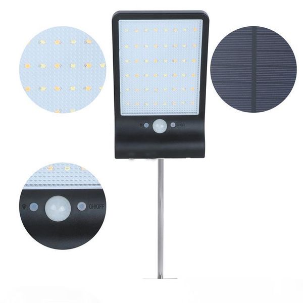 

48 LEDS Remote Control 450LM Solar Lamp Human Body Induction Wall Light 3 Models Dimmable Outdoor Garden Yard Path Lamps