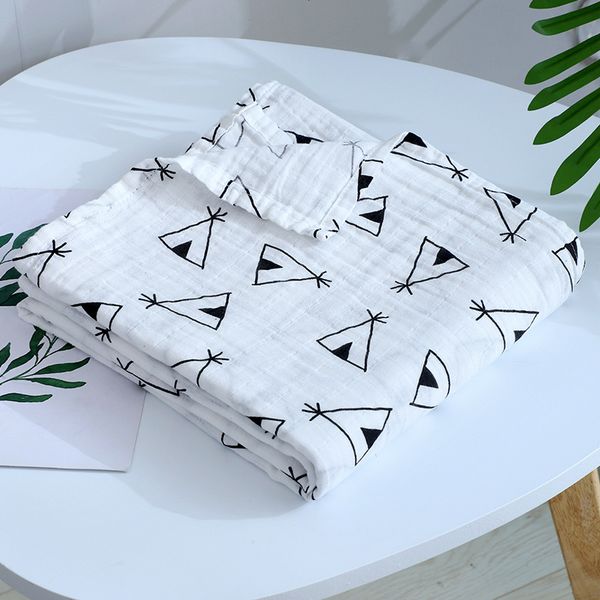 

100% хлопок одеяло симпатичный мультфильм новорожденных пледы ванна марлевые infant wrap sleepsack коляска обложка play mat 110 * 120см