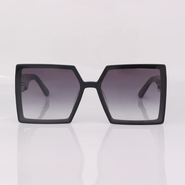 

black frame sunglasses women fashion oversize square style grey lens women eyewear, Silver