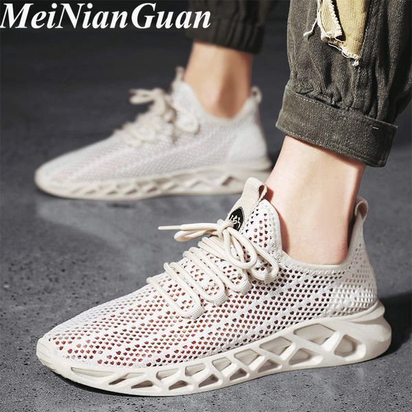 

light weight men's sneaker hollow slip on runing shoes men platform low walking shoe summer quick-drying man sport shoes a3
