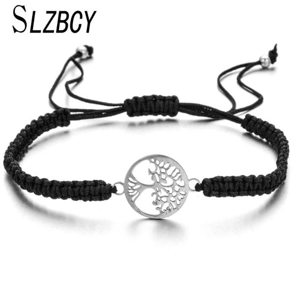 

мода серебро цвет нержавеющая сталь дерево жизни шарм браслеты ручной работы регулируемое ювелирные изделия черный браслет дружбы плетеный, Golden;silver
