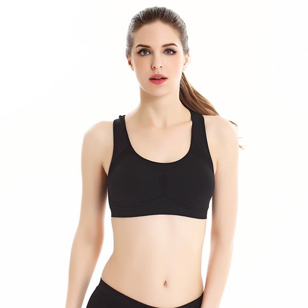 

veqking women breathable sports brashockproof anti-sweat padded athletic workout braseamless sports bra oga sports top, White;red