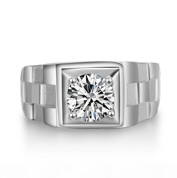 

ZHF Jewelry Real 925 Sterling Silver Rings for Man Hot Sale Men Wedding Jewelry Ring 0.75 Ct CZ Diamond Engagement Ring