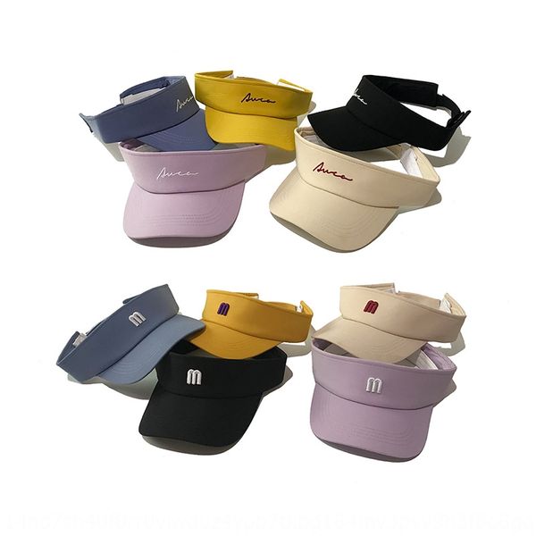 

korean simple letter empty sun no uv hat female sun hat, Blue;gray