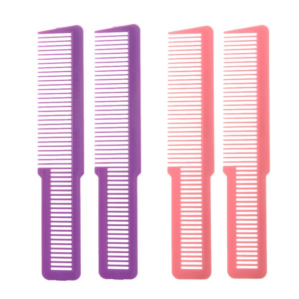 

4 pieces 8\" salon barber's flatclipper cutting combs hairdressing brush, Silver