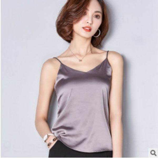 

hipster thin camisole women's loose base silk v-neck vest vest sleeveless ice silk fashion, Camo