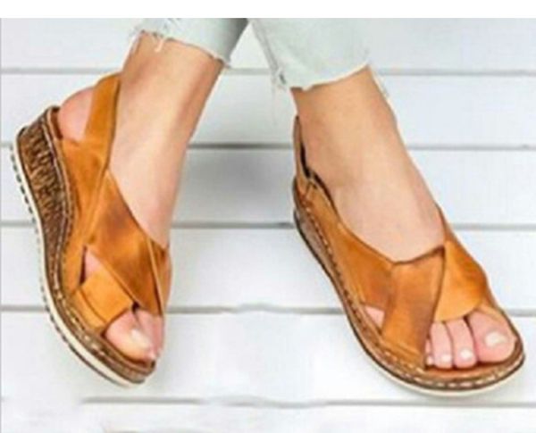 

2020 fashion women sandals orthopedic women summer shoes platform sandals beach shoes soft pu leather flat, Black