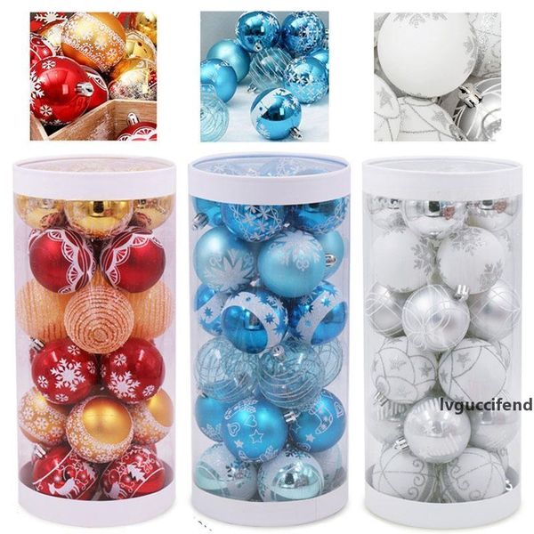 

24pcs christmas tree ball decorations for diy xmas party wedding 6cm plastic baubles balls hanging ornament for home decor t200330