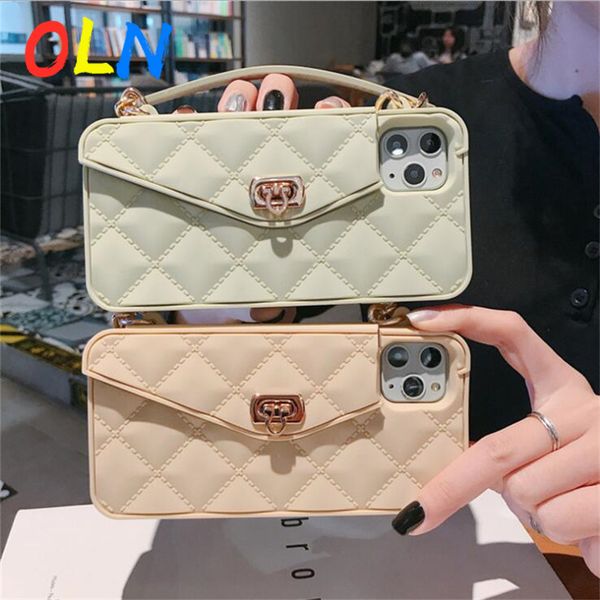

oln мода дело телефон с длинным ремешком цепи для iphone 11 wallet pro xs max xr 6s 7 8plus тпу мягкий чехол сумка карты задней стороны обло