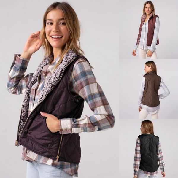 

cotton new double-sided wear with pocket women's 2836 cotton new double-sided vest vestwear with pocket women's vest 2836, Black;white