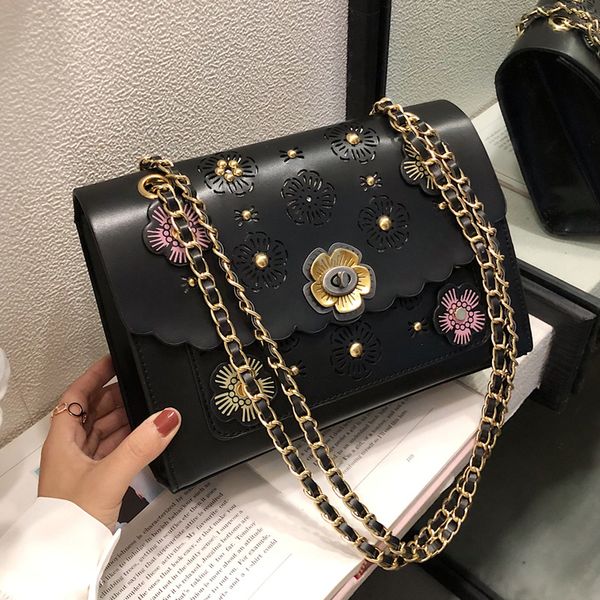 

new small bag handbags new 2020 tide fashion messenger bag wild shoulder hollow flower small square bag