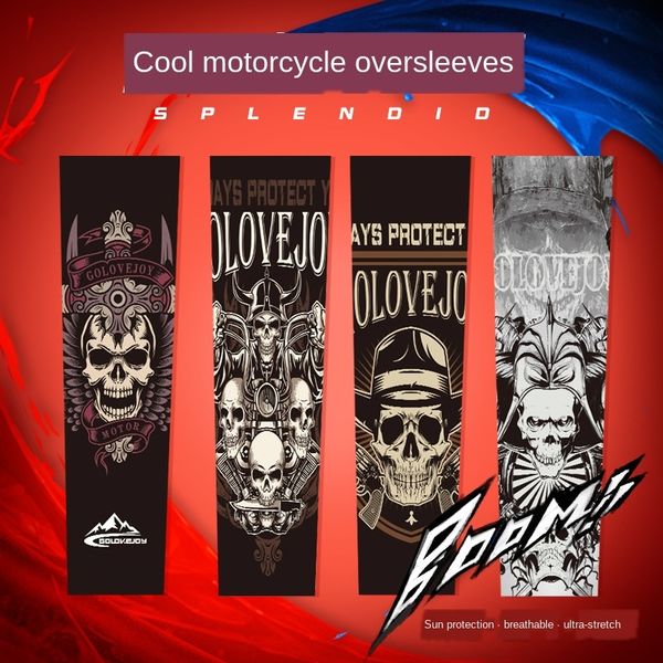

byppj ramo tattoo sun-proof ice silk sleeve summer locomotive men's and motorcycle motorcycle women's arm sleeve cold sense guard, Black