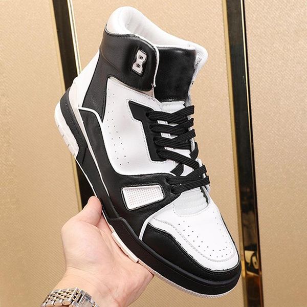 

trainer sneaker mid -men 's shoes fashion luxury autumn and winter breathable vintage footwears lace -up plus size men shoes drop, Black