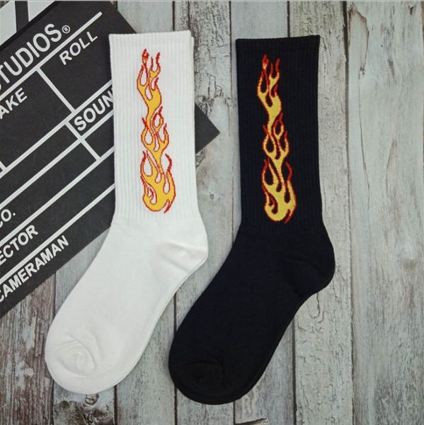 

jrwun personalized flame socks stockings stockings new skateboard spring and summer student harajuku street dance sports mid-length socks me, Black