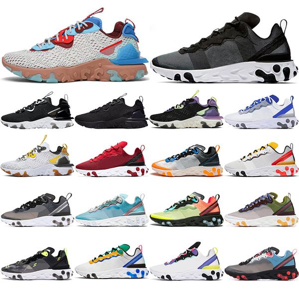 

2020 black iridescent react vision element 87 55 mens running shoes undercover triple white taped seams men women sports sneakers eur 36-45, White;red