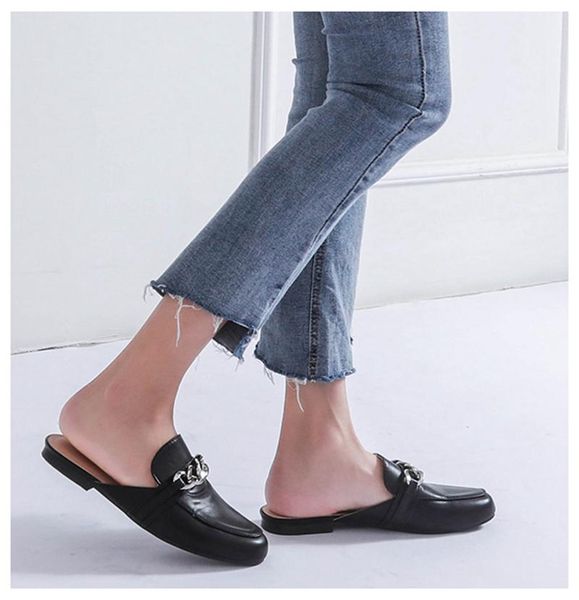 

summer women slippers plus size 36-41 fashion chian decoration flat outside ladies casual mules slides shoes c13, Black