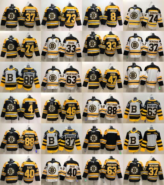 

boston bruins pastrnak 63 brad marchand 73 mcavoy 8 88 37 47 40 tuukka rask 46 david krejci 33 zdeno chara 4 orr blank hockey jerseys, Black;red