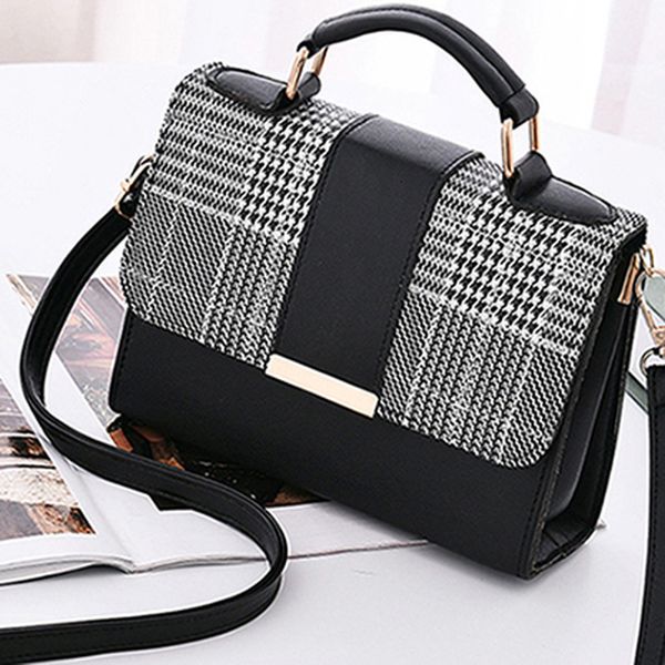 

new check, plaid & tartan plaid small square package minimalist fashion stitching wild messenger shoulder bag ms. packet