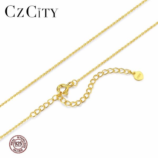 

czcity genuine 925 sterling silver women chain necklace two colors rope chains 40+5cm necklaces jewelry woman