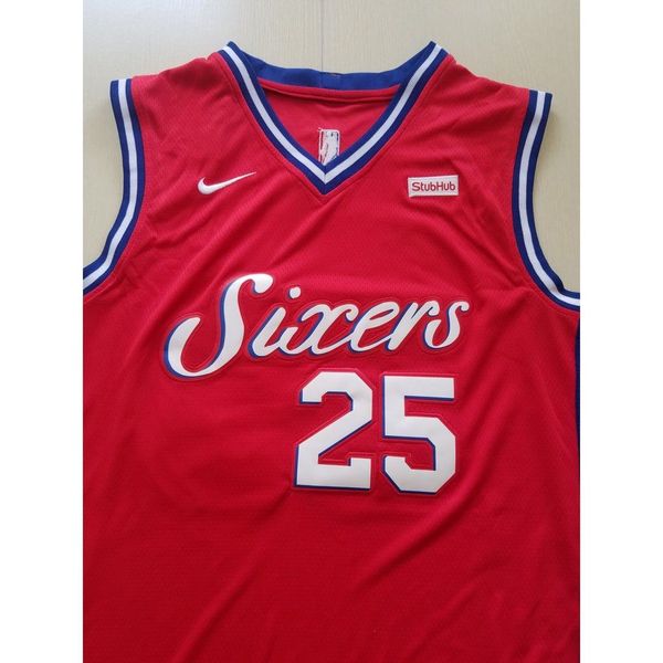 

381 basketball jerseys red sixers simmons #25 s-xxl stitched jersey, Black;white