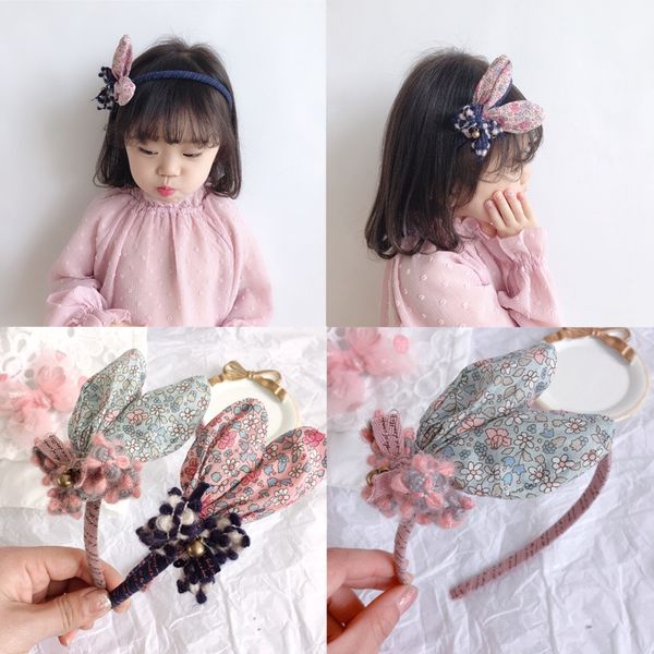 

корейский новый стиль цветочные ткани детский кролик tu er б ухо лук осенью и зимой волосы группа hairhair аксессуары для женщин, Slivery;white