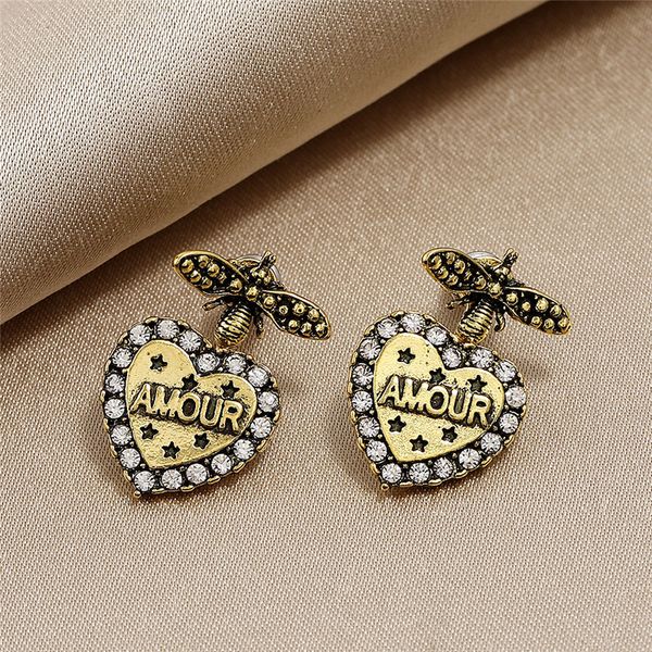 

203804b ethnic style earrings alloy love insect exaggerated earrings, White