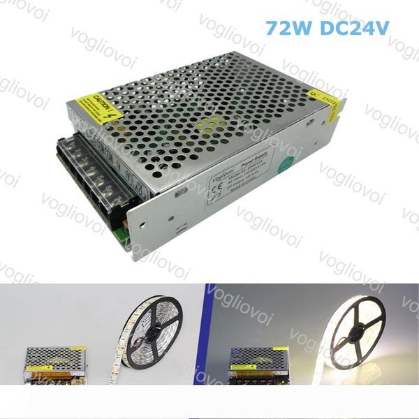 

lighting transformers dc24v 72w aluminum silvery lighting accessories 110v-240v for 3528 5050 strip sign in pixel module light dhl
