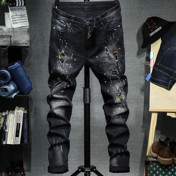 

new men's fashion simple slim korean version of the elastic feet pants causal trousers, Blue