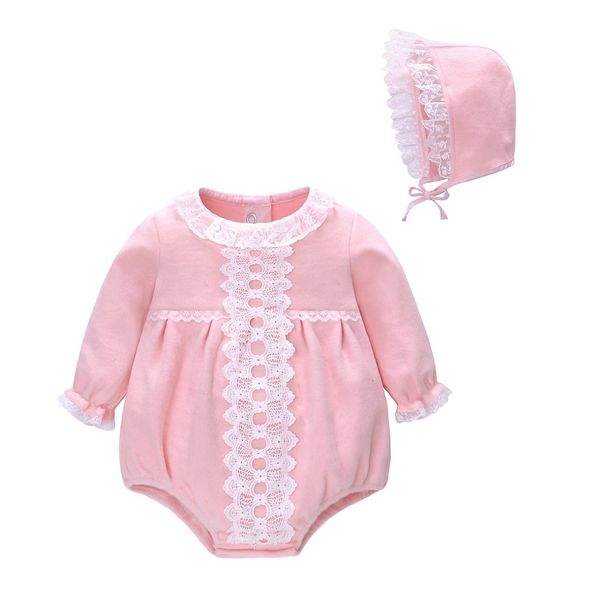 

baby girl rompers baby girl clothes spring autumn long sleeves newborn romper with hat 6-24m infant clothes 2pcs set, Blue