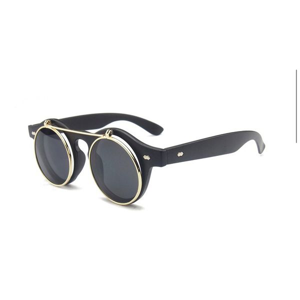 

sunglasses women vintage steampunk goggles clip on sunglasses retro flip up eyeglasses gothic eyewear punk men glasses oculos, White;black