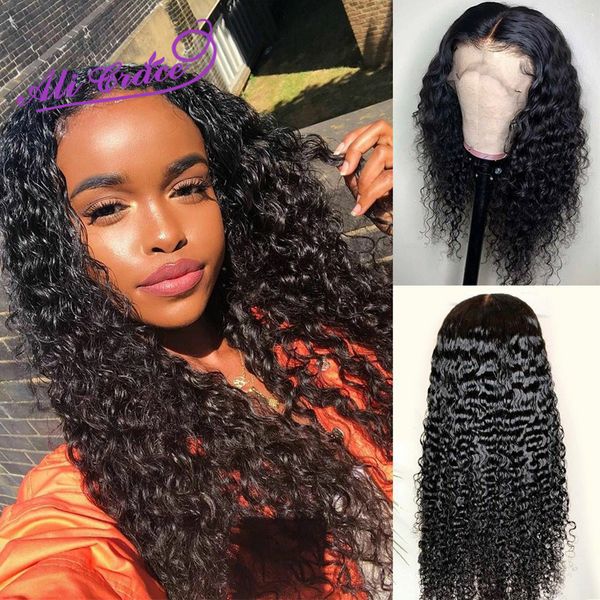 

ali grace peruvian 13x6 13x4 lace front wig with baby hair kinky curly lace front human hair wigs natural color 360 frontal wigs, Black