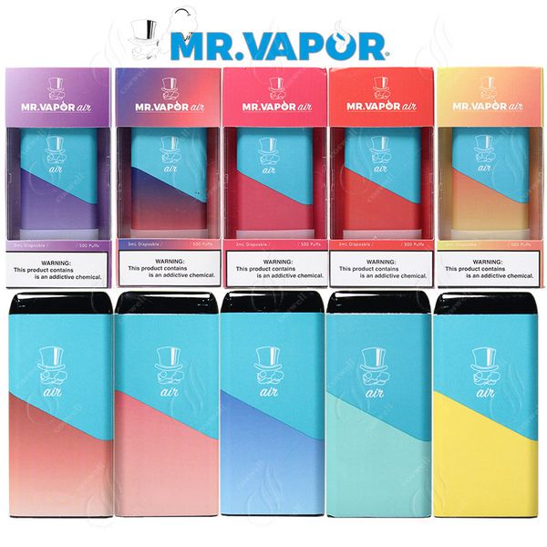 

Новый MR VAPOR AIR Одноразовая Vape Pen устройств Система 500Puffs Хиты Mr.Vapor 280mAh Аккумулятор 1,3 мл Бобы Vapor е Cigs Придерживайтесь Портативный Испарители